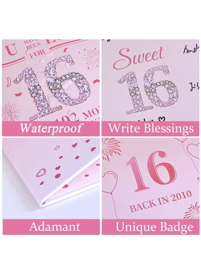 Roetyce 16th Birthday Decorations Girls, Pink Back in 2010 16th Birthday Guest Book Signature Board, 16 Years Old Gifts for Her, Funny 16 Years Old Party Supplies, Rose Gold Sweet 16 Party Jumbo Card - Image 3