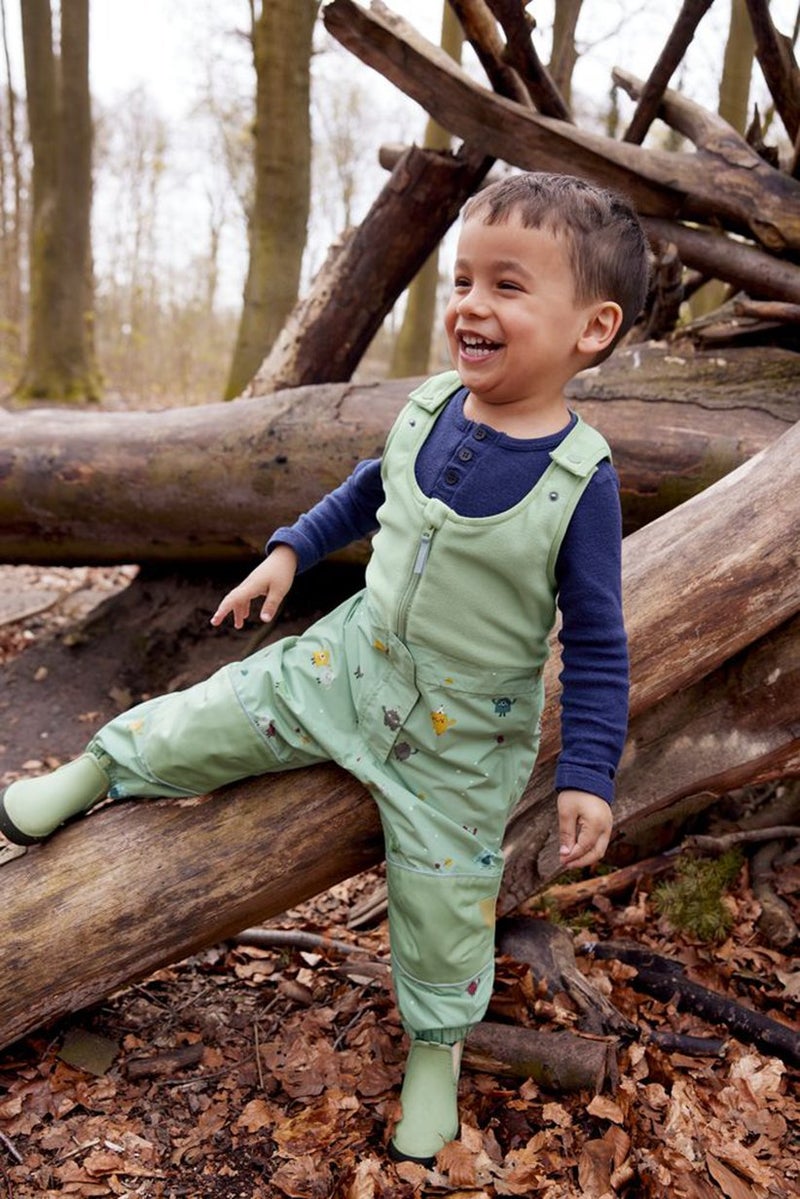 Tchibo Toddlers Boy All Over Print Thermal Rain Pants, Olive  - Image 1