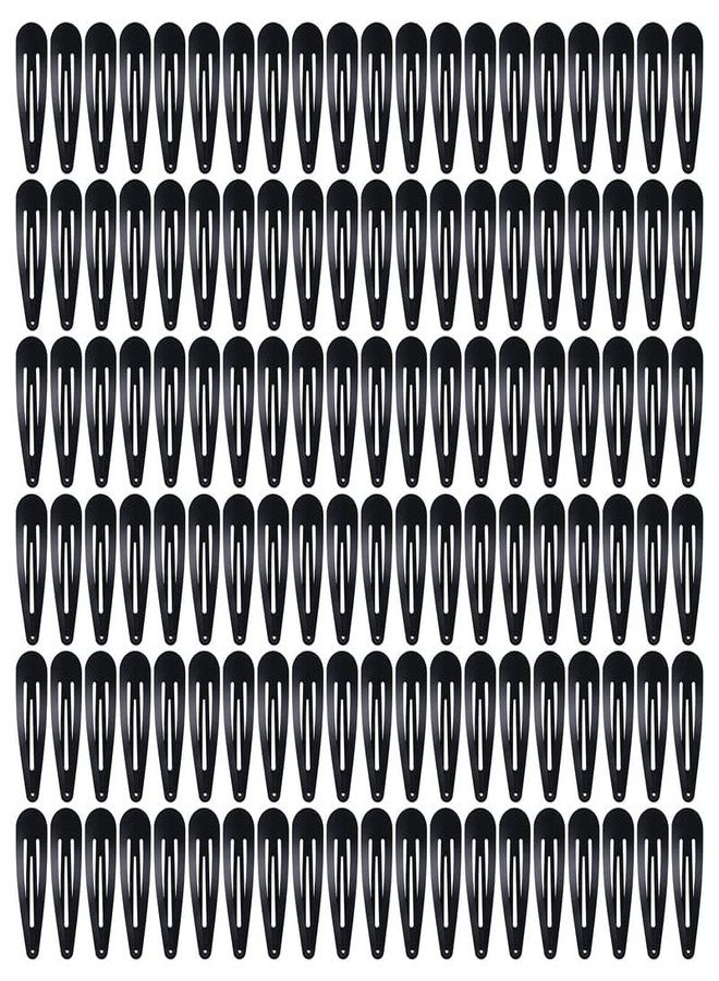 BELICIA 24 Pack Solid Plain Black 5cm/2" Craft DIY Naked Snap Metal Hair Clips Barrettes for Women Baby Girls Toddlers Kids Hair Accessories Bulk (Black) - Image 1