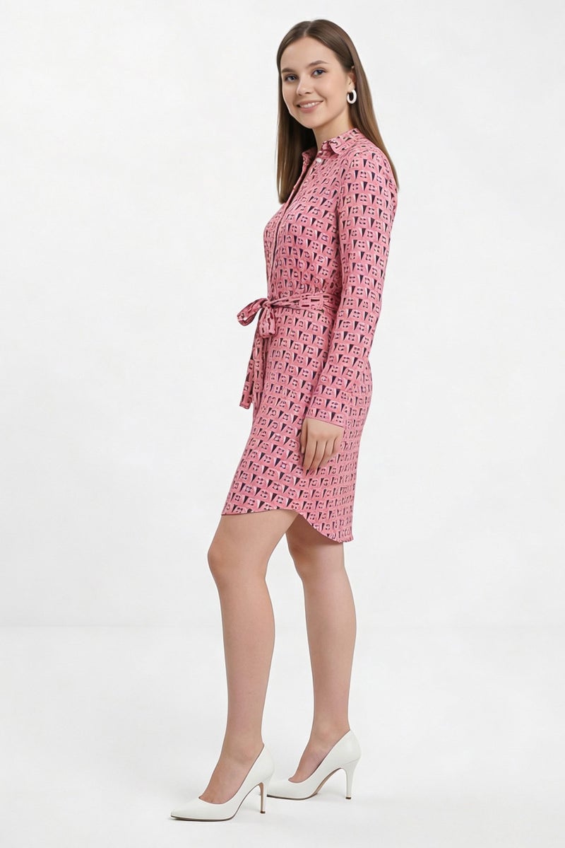 GANT فستان ميني مزخرف بحزام للنساء، متعدد الألوان - Image 5