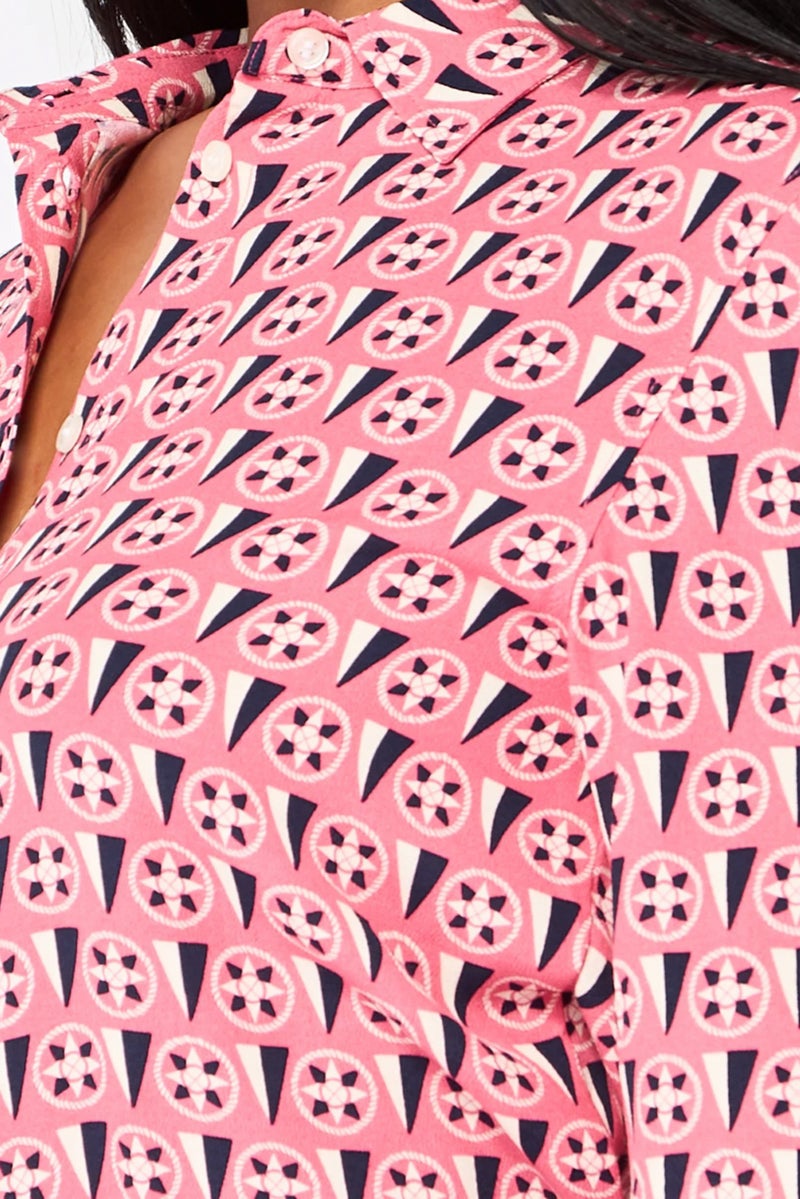 GANT فستان ميني مزخرف بحزام للنساء، متعدد الألوان - Image 4