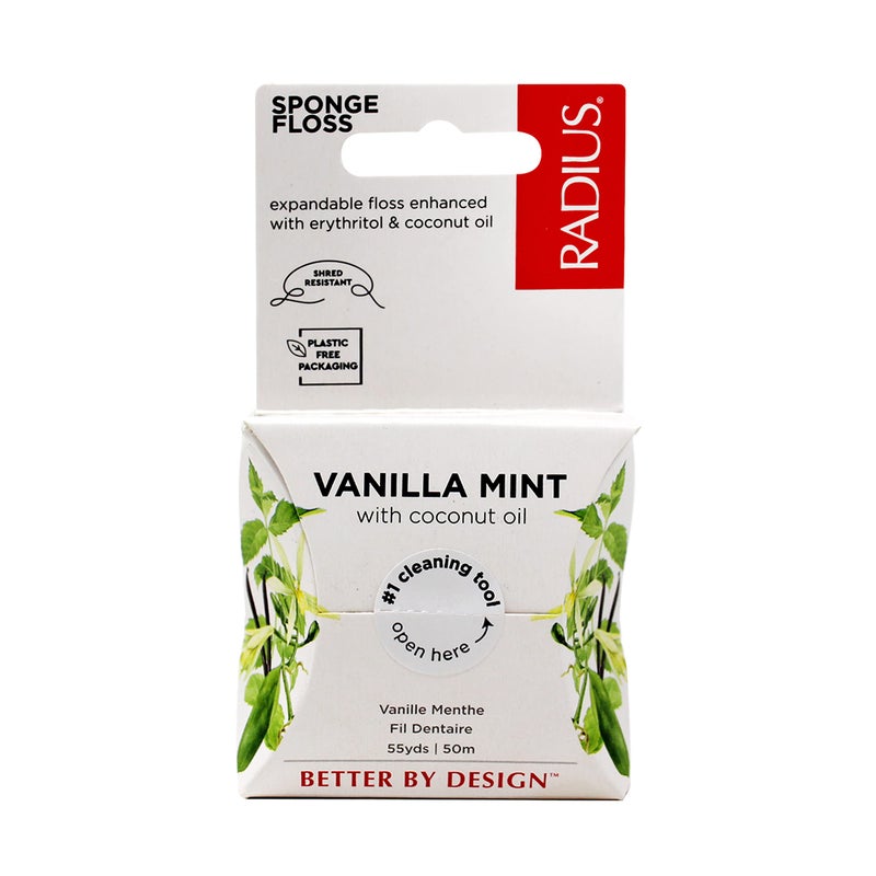 Radius Dental Floss, Sponge Floss, Vanilla Mint, 55 Yards, Vegan & Non-Toxic Oral Care Designed to Help Fight Plaque, Pack of 2 - Image 2