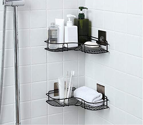 D.k 11® Bathroom Corner Wall Rack and Shelf (Stend) / Detergent Rack Wall Mounted/Storage Organizer for Kitchen & Bathroom Soap Holder for Wall (Pack Off 1) - Metal, Black - Image 3