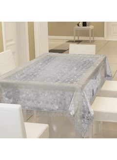 Kuber Industries Kuber Industries Dining Table Cover | PVC Silver Lace Stone Print Table Cover | Dining Table Cover for Home D cor | Tablecloth for Dining Area | 60X90 | DTC | Transparent  - Image 1