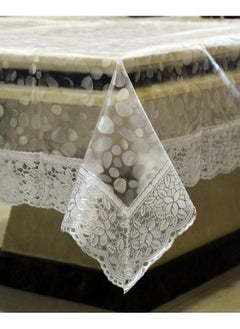 Kuber Industries Kuber Industries Dining Table Cover | PVC Silver Lace Stone Print Table Cover | Dining Table Cover for Home D cor | Tablecloth for Dining Area | 60X90 | DTC | Transparent  - Image 5
