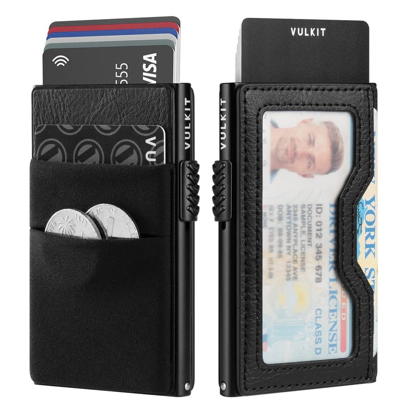 VULKIT Minimalist Wallet with ID Window & EDC Pocket Pop Up Card Holder RFID Blocking Slim Wallet Design for Airtag Cash Coins & Credit Cards - Image 1