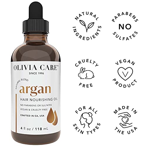 Olivia Care Hair Oil Made With Natural Plant-Based Ingredients - Provides Hydration, Smoothness & Moisture - Clean & Simple Treatment to Support Strengthen Hair - 4 FL OZ (Argan) - Image 3