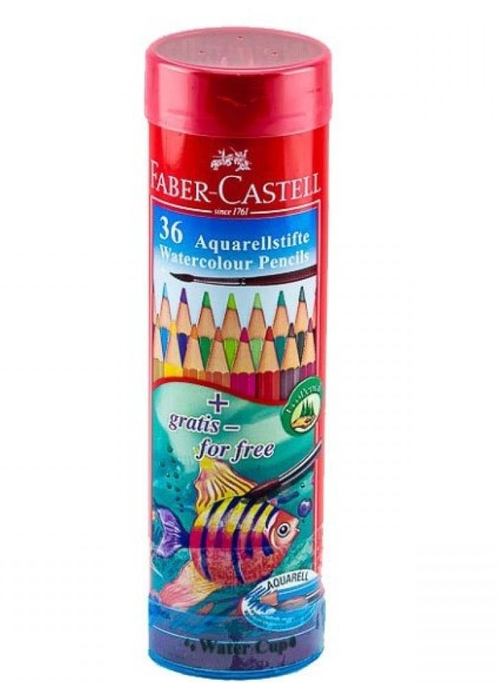 FABER-CASTELL - 36-Piece Watercolor Pencils in Round Metal Tin Multicolor - Image 1