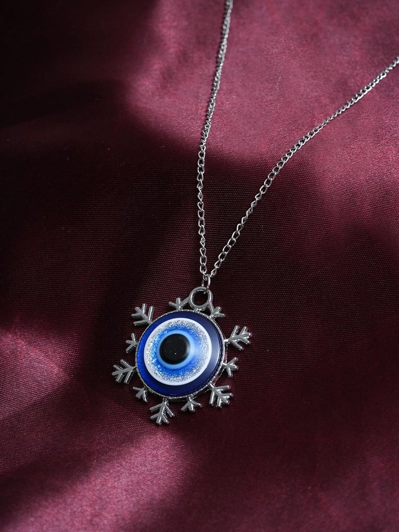 STYOLLO Oxidised Silver Metal Evil Eye Protector Necklace Pendant Set For Women & Girls Stylish | Women's Necklaces Silver Fashion Jewellery Sets | Fancy Girls' Chains & Necklace- Set of 1 - Image 3