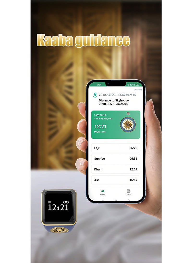 بستوش خاتم ذكي للتسبيح والذكر، عداد قابل للتعديل 18 مم، خاتم رقمي للتذكير بالصلاة، خاتم مقاوم للماء بشاشة OLED، عداد تسبيح للمسلمين - Image 3