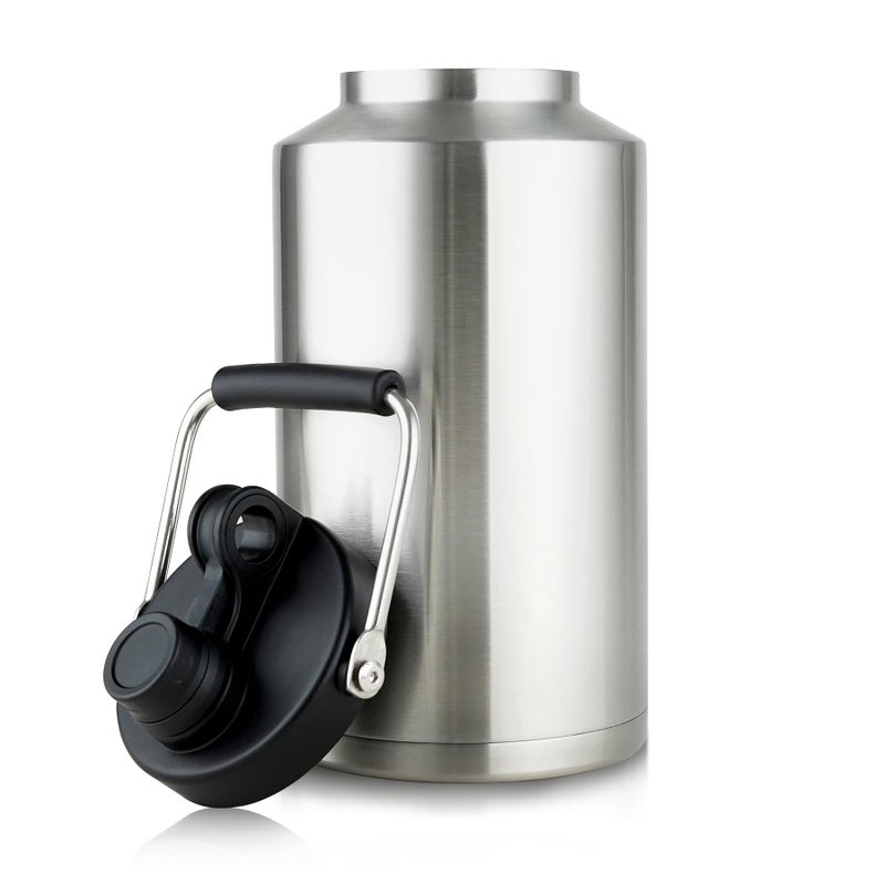 Alathote 1 Gallon Water Bottle Insulated Stainless Steel Keeps Ice 48Hr, Large Water Gallon Jug Wide Mouth Leakproof Vacuum for Gym, Camping, & Construction Stainless Steels - Image 1