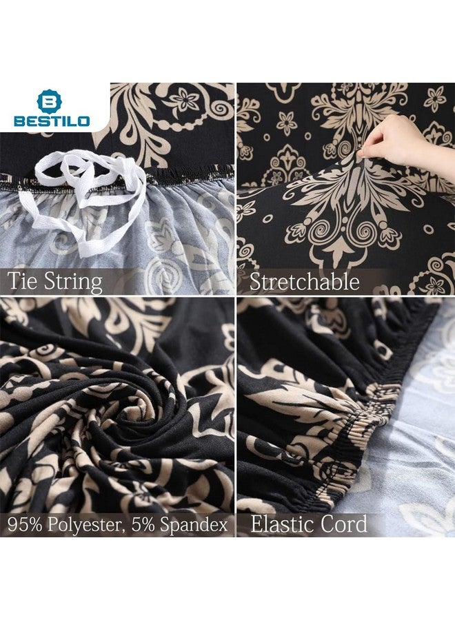 B BESTILO Sofa Cover 3 Seater and 2 Seater Fully Covered Universal 5 Seater Sofa Cover Non-Slip Sticky Elastic Stretchable Sofa Set Slipcover Protector for (Cambric Black, Five Seater (3+1+1)) - Image 3