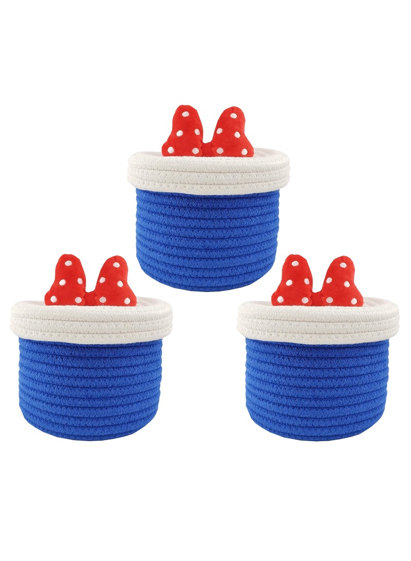 SYOSI 3Pcs Cotton Rope Storage Basket with Lid for Organizing Girl's Dream Princess Natural Cotton Rope Baskets - Image 1