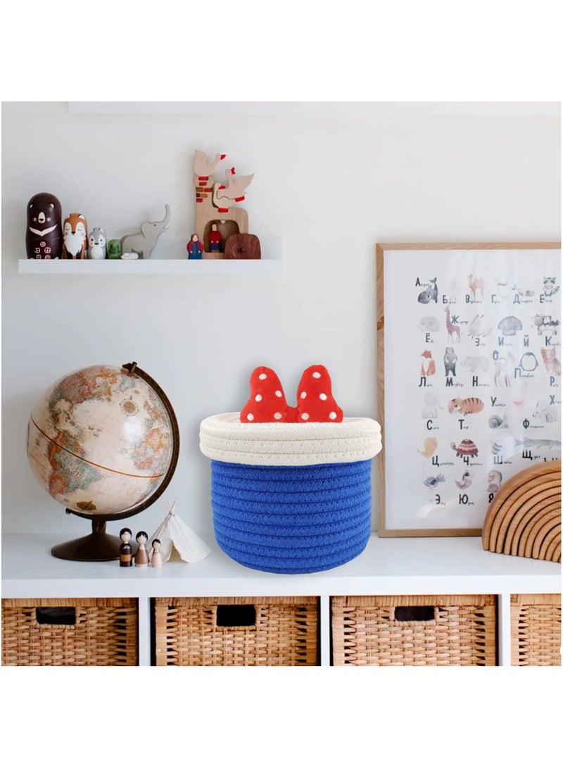 SYOSI 3Pcs Cotton Rope Storage Basket with Lid for Organizing Girl's Dream Princess Natural Cotton Rope Baskets - Image 2