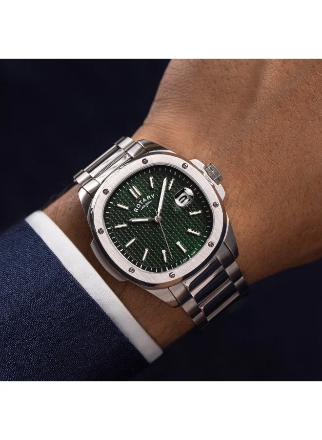 Rotary  Rotary Men's Apex 100 Green Dial Stainless Steel Bracelet Watch - GB05575/24 for Men | Best Price UAE