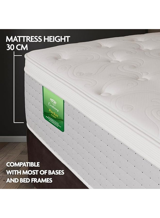 EASELIVING Hybrid Natural Latex Foam Mattress - 30cm Queen Size Medium Firm Mattress | Pocket Spring Mattress with Cooling Comfort, Edge Support and Pressure Relief | 10-Year Warranty (160x200 cm) - Image 2