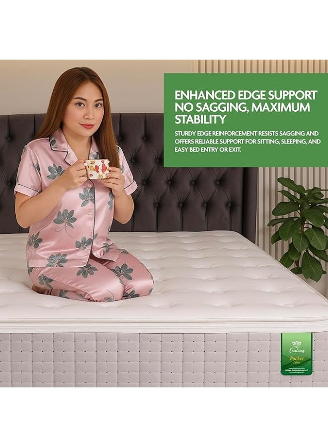 EASELIVING Hybrid Natural Latex Foam Mattress - 30cm Queen Size Medium Firm Mattress | Pocket Spring Mattress with Cooling Comfort, Edge Support and Pressure Relief | 10-Year Warranty (160x200 cm) - Image 4