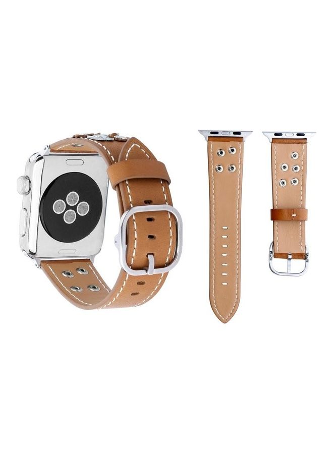 NIBEMINENT Fashion Occident Style Flowers Replacment Watch Band For Apple Series 3 & 2 1 38mm Khaki - Image 1