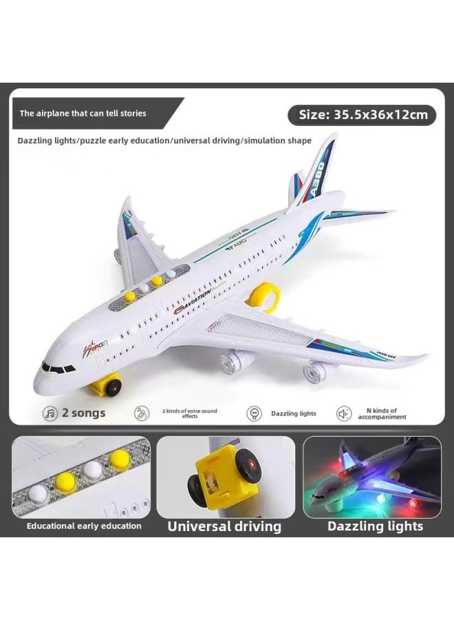 Children's Electric Universal Sliding Aircraft Toy Series Early Education Light Story Passenger Plane Model Boy Wholesale-Color:Large Music Story Plane-Specifications:Standard  - Image 1