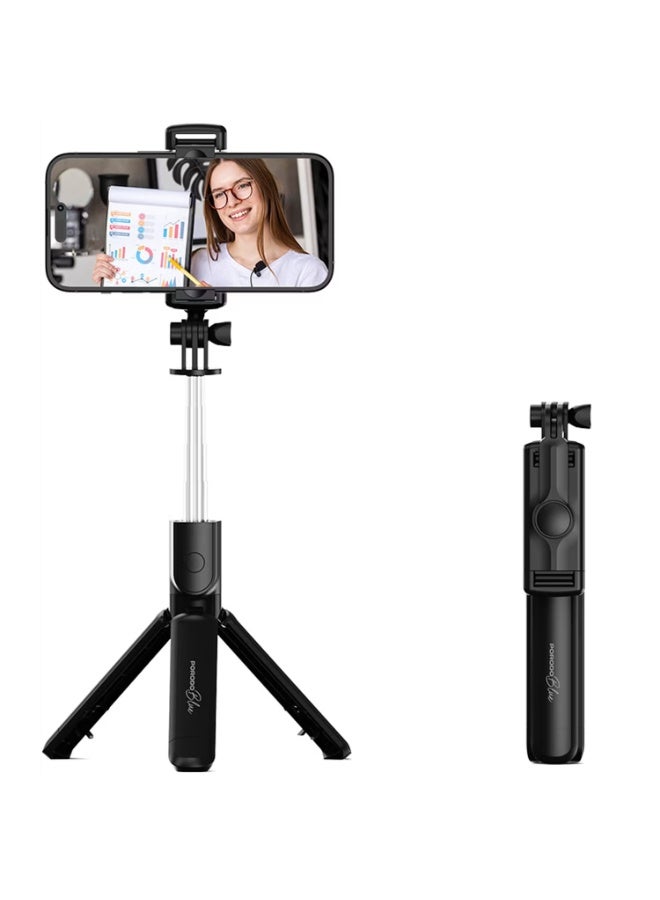 Porodo Blue FlexiTripod Selfie Stick with Foldable Tripod, Wireless Remote Shutter, 360° Rotation, 4.0 Bluetooth Version, 10m Wireless Range, Stainless Steel Material - Black - Image 4