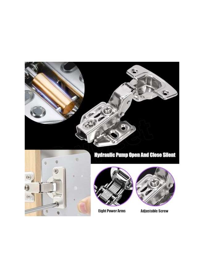 S-TOP 73Pcs 3.5Inch Cabinet Hinge Repair Plate Kit with Cabinet Hinges Soft Close Clip, Screw and Screwdriver, Stainless Steel Hinge Fixing Plate Bracket for Furniture and Kitchen Cabinet Door - Image 3