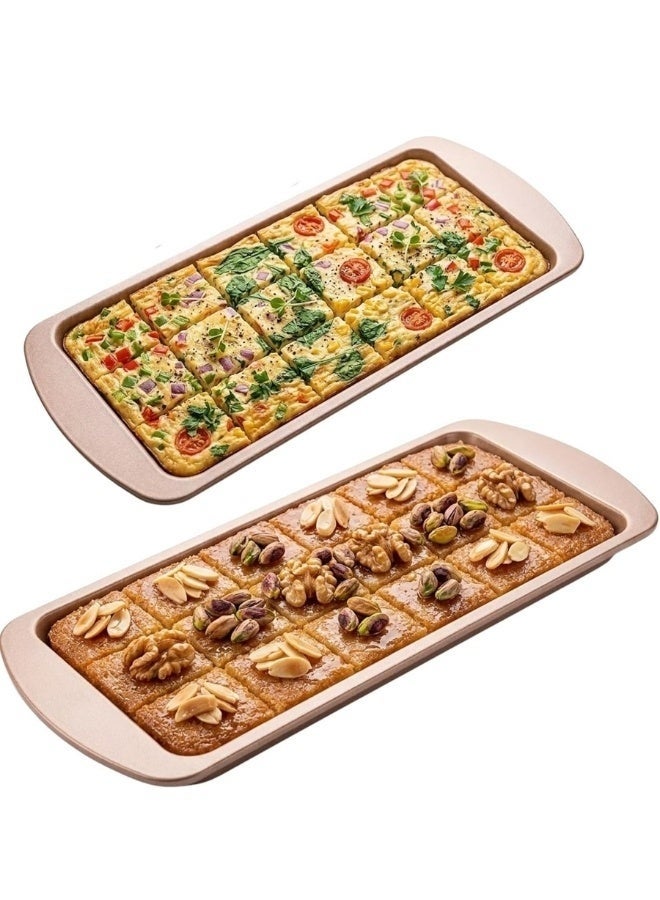 Happy Home 4-Piece Non-Stick Rectangular Baking Tray Set, 30 x 12 x 3 cm, Heavy-Duty Carbon Steel Oven Pans for Bread, Toast, Pound Cake, Loaf Cake, Sponge Cake, Brownies, Desserts, Tray Bakes and Homemade Recipes, Even Heat Distribution with Reinforced Warp-Resistant Edges for Batch Baking, Parties and Everyday Kitchen Use - Image 3