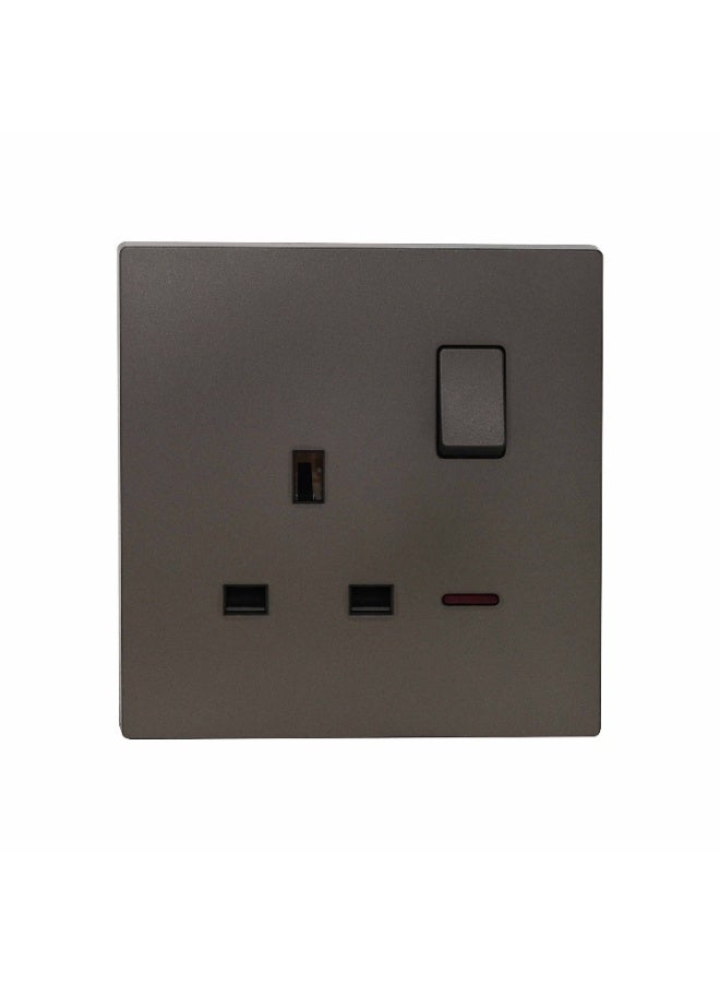 Donmarco 1 Gang UK Socket with Neon Indicator – Ultra Thin Plastic Design , Fire-Resistant Electric Outlet , 15-Year Warranty (Matt Grey) | Wall Socket Power Outlet  - Image 1