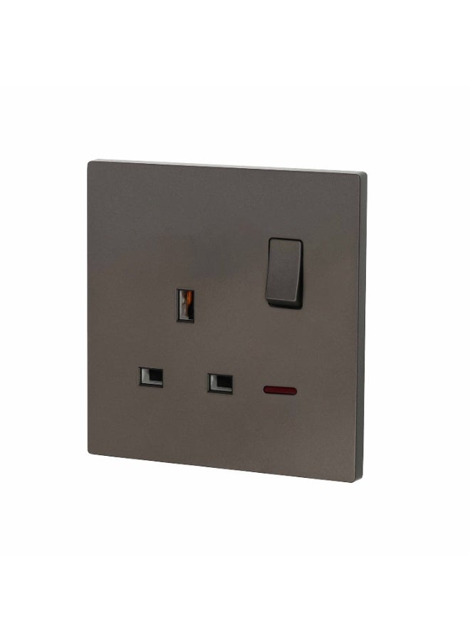 Donmarco 1 Gang UK Socket with Neon Indicator – Ultra Thin Plastic Design , Fire-Resistant Electric Outlet , 15-Year Warranty (Matt Grey) | Wall Socket Power Outlet  - Image 2