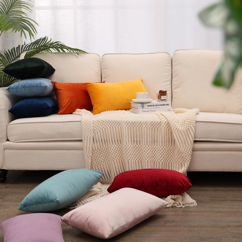 MZPSO Pack of 2, Velvet Super Soft Solid Decorative Square Throw Pillow Covers Set Cushion Case for Sofa Bedroom Car 20 x 20 Inch 50 x 50 cm, Pink - Image 5