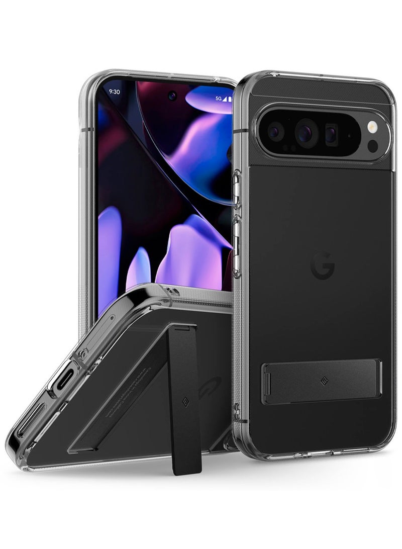 Caseology Capella Kickstand for Google Pixel 9 Pro XL Case Cover [Built-in Kick Stand] Military Grade - Clear Black - Image 1