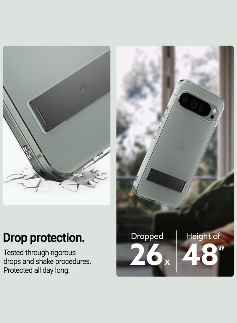 Caseology Capella Kickstand for Google Pixel 9 Pro XL Case Cover [Built-in Kick Stand] Military Grade - Clear Black - Image 4