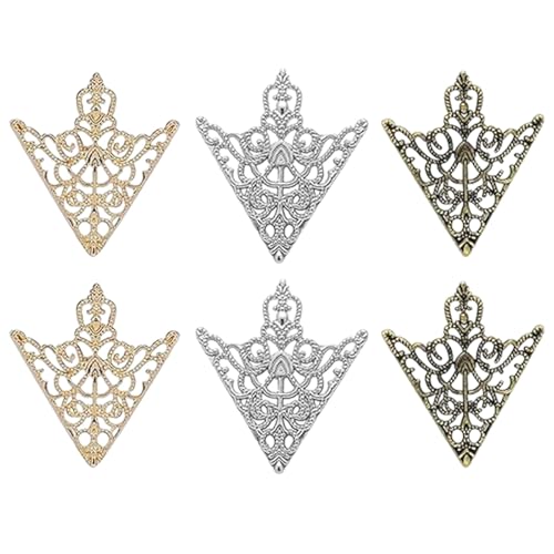 BharatBazaar Collar Pin for Men Shirt, Vintage Triangle Brooch Set of 6 Pieces, Gold Silver and Bronze Finish, Elegant Accessory for Formal Wear and Business Attire, Unique Gift for Fashion-Conscious Adults - Image 1