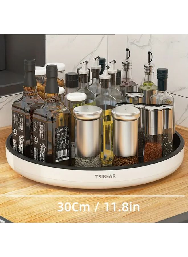 Large Black Rotating Kitchen Organizer Tray For Spices Oils And Vinegar - Image 1