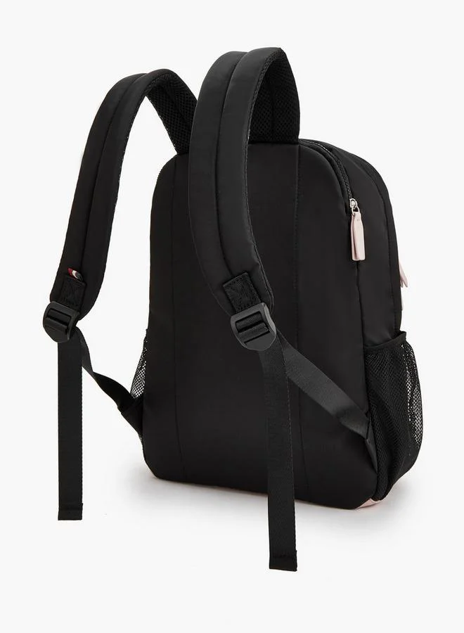 Lee Cooper BLACK Logo Print Backpack With Mesh Pocket  | Best Price UAE