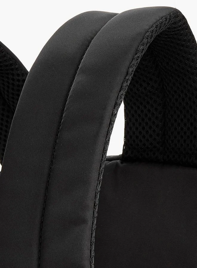Lee Cooper BLACK Logo Print Backpack With Mesh Pocket  | Best Price UAE
