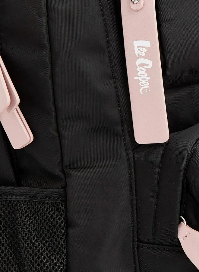 Lee Cooper BLACK Logo Print Backpack With Mesh Pocket  | Best Price UAE