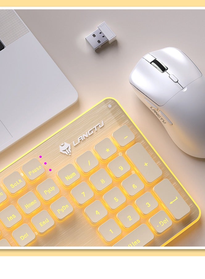لانغتو LANGTU LT600 الميكانيكية الشعور الصامت اللاسلكي لوحة المفاتيح الكمبيوتر المحمول مكتب مقاوم للماء هدية لوحة المفاتيح الماوس مجموعة - Image 2