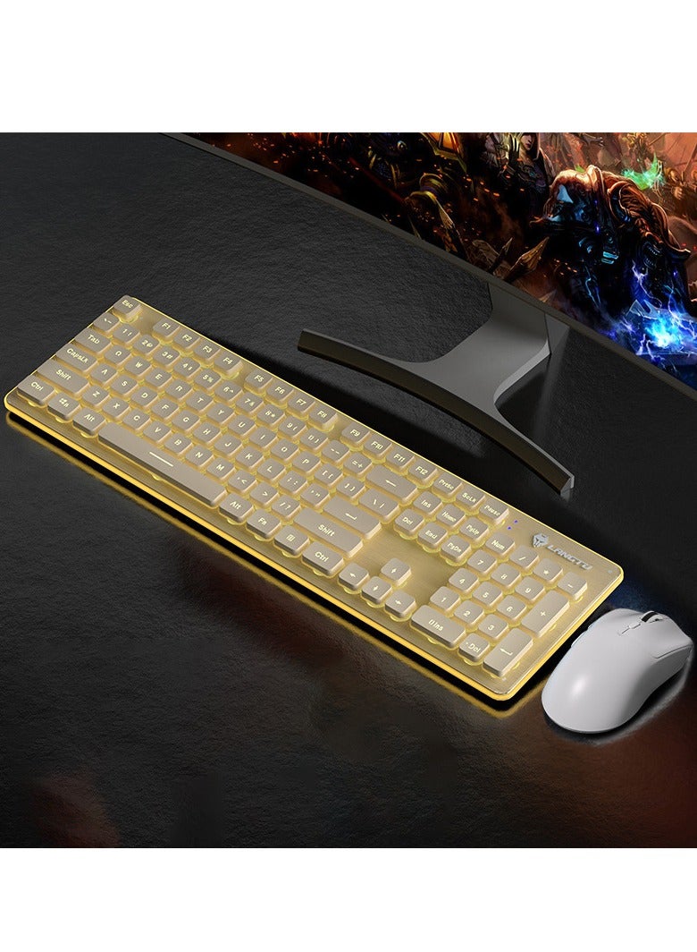 لانغتو LANGTU LT600 الميكانيكية الشعور الصامت اللاسلكي لوحة المفاتيح الكمبيوتر المحمول مكتب مقاوم للماء هدية لوحة المفاتيح الماوس مجموعة - Image 3