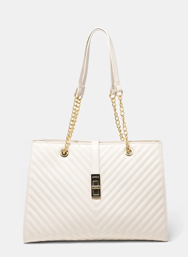 AMICA AMICA Dulce Tote bag With Metal Chain Straps - Ivory