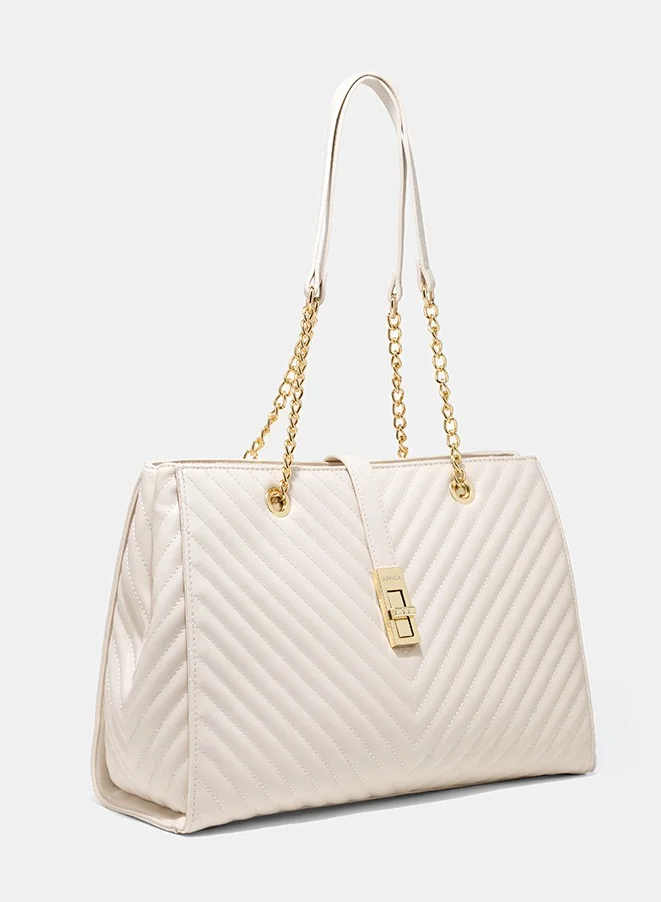 AMICA AMICA Dulce Tote bag With Metal Chain Straps - Ivory
