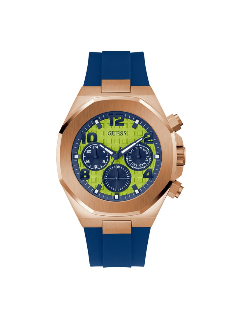 GUESS ساعة GUESS للرجال باللون الأزرق والذهبي الوردي وثنائية اللون ومتعددة الوظائف - GW0583G3 - Image 1