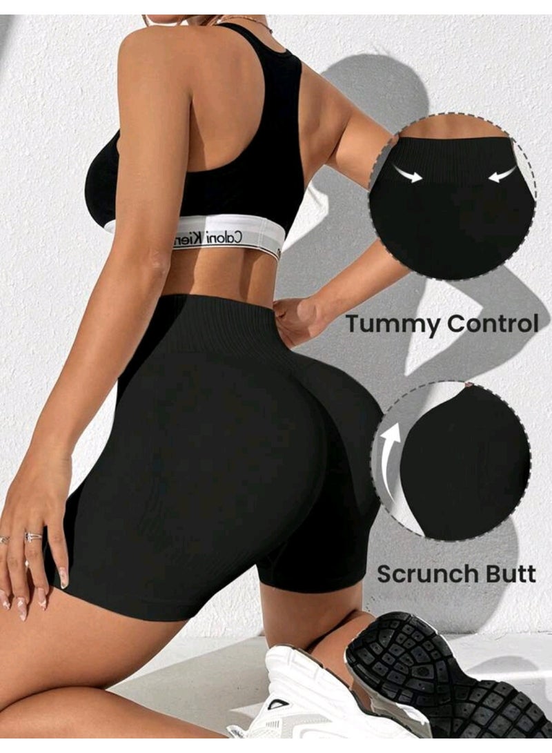 Sweet Cathy Biker Shorts Seamless High Waist Scrunch Butt Sports Tummy Control Butt Lift Stretchable Tights Waist Compression Fitness Gym for Women - Image 4