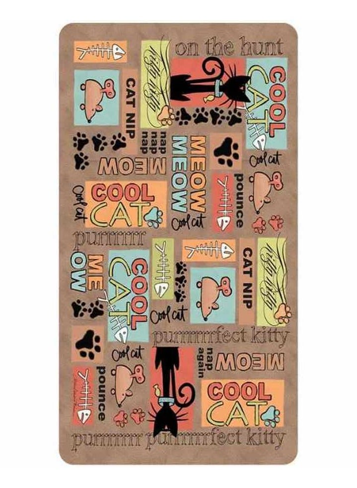 Brown Stripe Tan Paw Cat Litter Mat 20 X 28 Inch