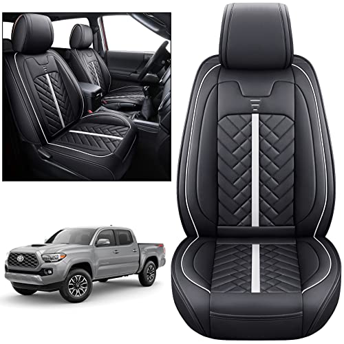 Tomatoman Toyota Tacoma Seat Covers 2005-2022 2023 2024 2025 Truck Access Crew Double Cab TRD Offroad Limited SR5 V6 Pickup Car Cushions(2 PCS Front/Black-White) - Image 1