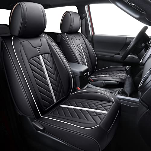 Tomatoman Toyota Tacoma Seat Covers 2005-2022 2023 2024 2025 Truck Access Crew Double Cab TRD Offroad Limited SR5 V6 Pickup Car Cushions(2 PCS Front/Black-White) - Image 2