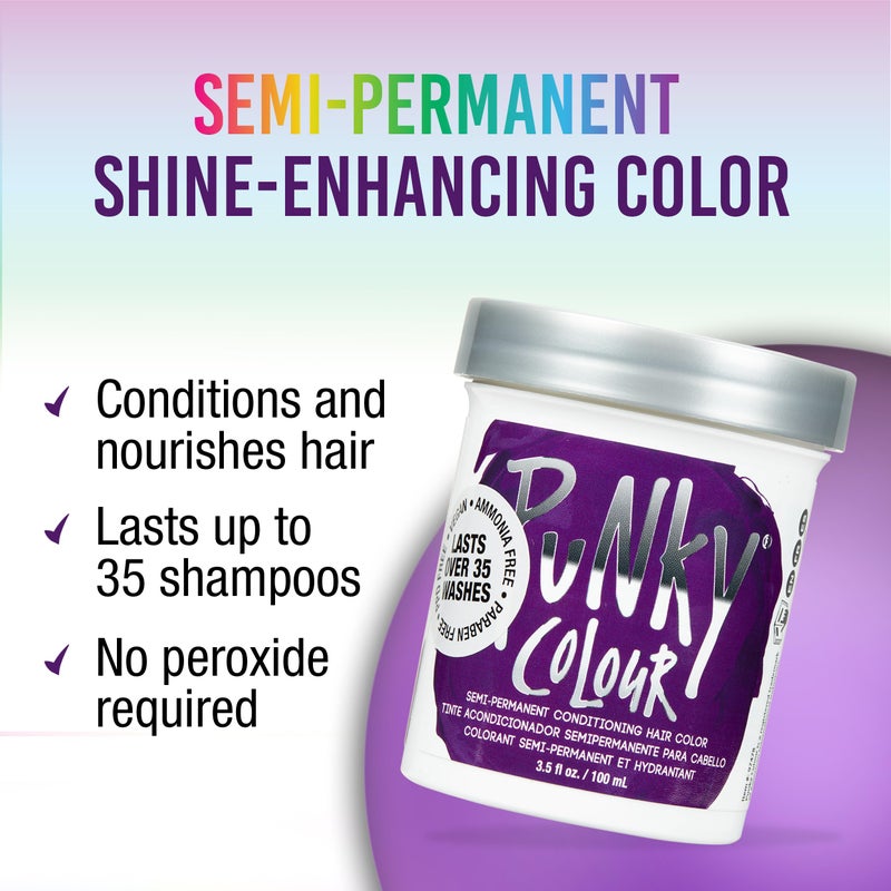Punky Purple Semi Permanent Hair Color - Vegan & Cruelty-Free Conditioning Purple Hair Dye, Lasts Up to 35 Washes, 3.5 fl oz - Image 2