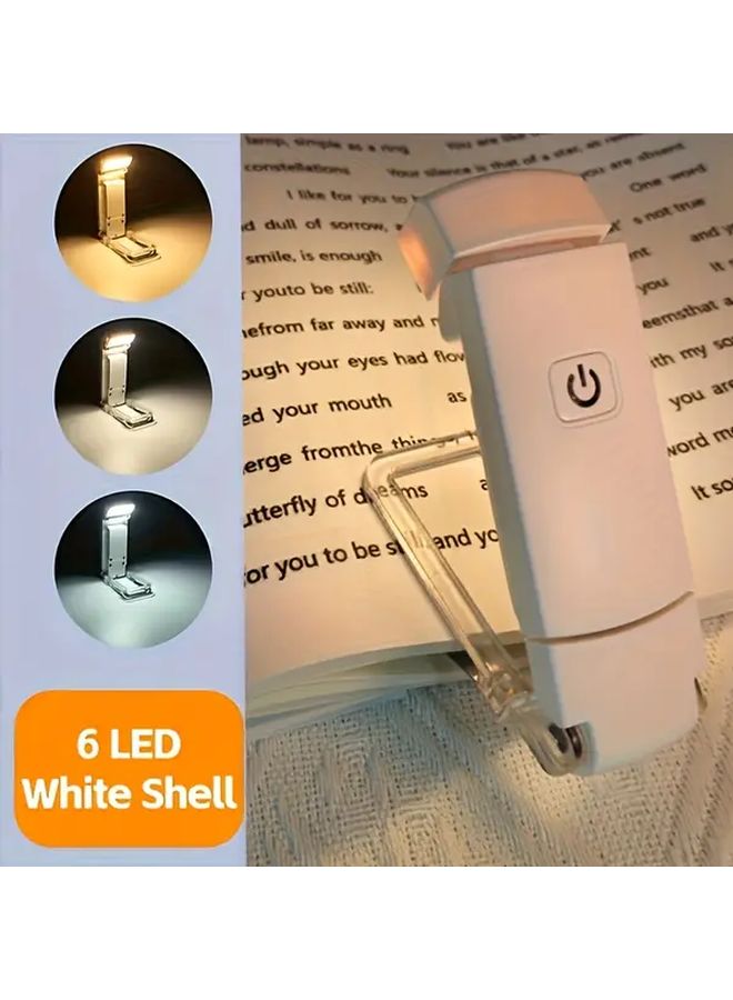 ضوء قراءة محمول أبيض قابل لإعادة الشحن، قابل للشحن عبر USB، قابل لتعديل السطوع، قابل للتركيب على الكتب - Image 1