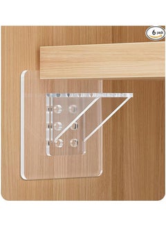 Generic 6Pcs  Large Self Adhesive Cabinet Shelf Support Non Marking Adhesive Layer Plate Holder Punch Free Transparent Shelf Pegs for Shelves Brackets Holders for Cupboard Bookshelf Closet Furniture 7*7CM  - Image 1