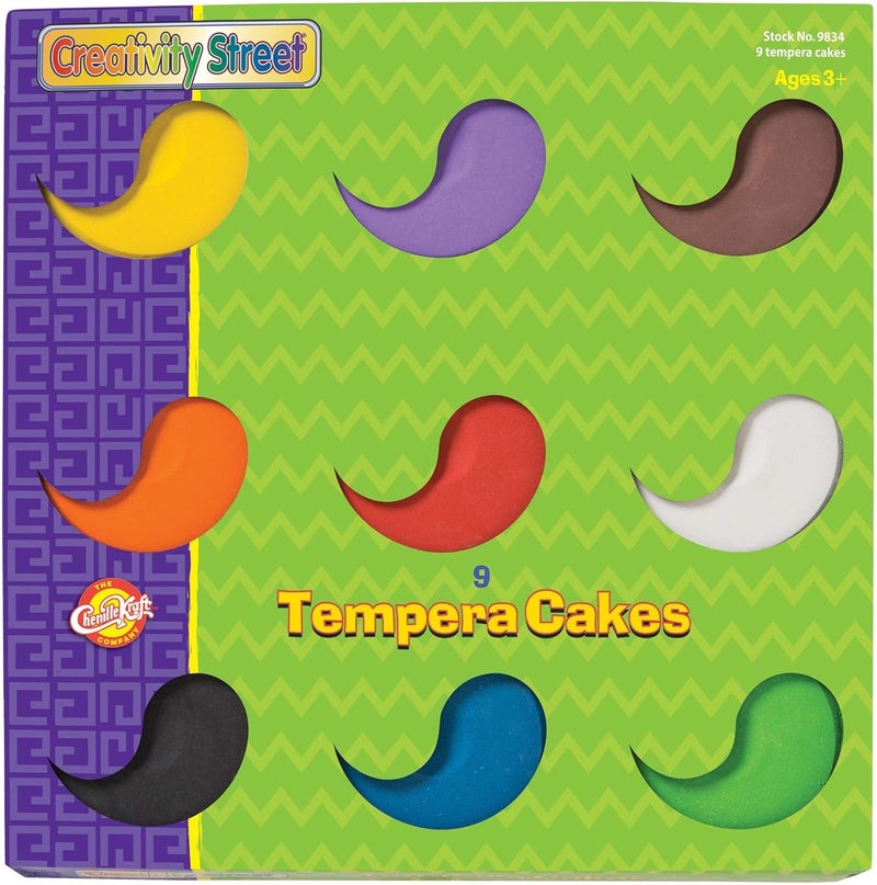 Creativity Street Tempera Cakes - 9 Assorted Non-Toxic Colors for Kids - Image 1