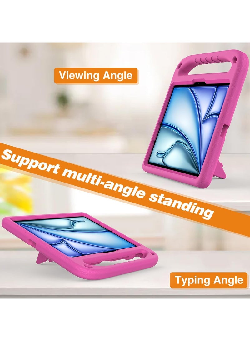 VKL Kids Case for iPad Air 11 Inch M2(2024)/Pro 11 inch (2024) M4: Lightweight EVA Kid Friendly Shockproof Protective Tablet Cover Handle Stand Kids Case for iPad Air 11"/Pro 11"(2024) (Rose Red) - Image 4